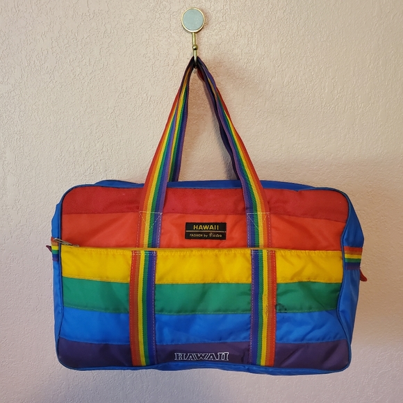 Vintage Hawaii Rainbow Stripe Insulated Duffle Bag